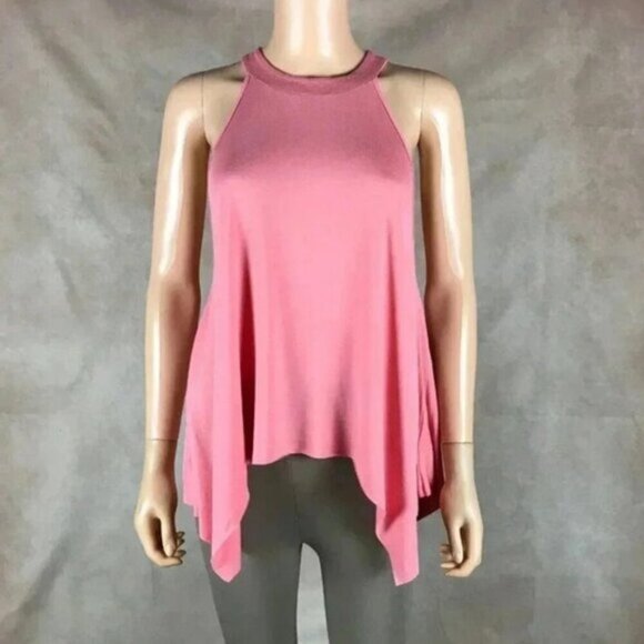 AMERICAN EAGLE Pink Asymmetrical Halter Tank NWOT MEDIUM - Picture 1 of 5
